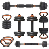 Kit Brandtrendy de Mancuernas 6 en 1 Ajustables 10 kg, Convertible en Pesas Rusas y Barra, con Discos de Diferentes Pesos, Agarraderas Push-Up y Base Compacta para Entrenamiento en Casa y Gimnasio. 