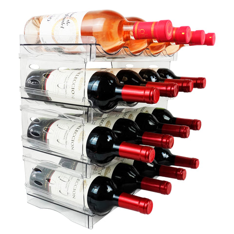 Portabotellas Brandtrendy de 4 Niveles de acrílico resistente, ideal para organizar hasta 16 botellas de vino, aceites o licores. Diseño moderno y estable, fácil de limpiar. Perfecto para cocinas, bares y restaurantes.
