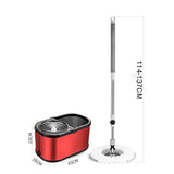Trapeador con Cubeta Giratoria Brandtrendy | Color rojo | Exprimidor Manos libre | Mango Extensible de hasta 140 cm | Mop de Microfibra | Tapón de Drenaje | Limpieza Fácil y Rápida | Cabezal 360° | Para Todo Tipo de Pisos | Incluye Mop Adicional 