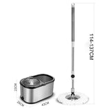 Kit para Limpieza Bradntrendy con Cubeta Color Plata, Mango Extensible y 3 Repuestos de Microfibra | Cabezal 360°, Sistema Manos Libres, Tapón de Drenado y Limpieza Profunda