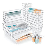 Set de 25 organizadores Brandtrendy de plástico transparente 4 tamaños diferentes, Diseño Apilable, Perfectos para organizar cajones en el hogar, oficina o escuela. Fácil limpieza y alta durabilidad.