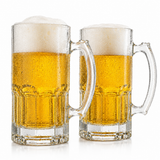 Set de 2 Tarros Cerveceros de Vidrio 1 Litro con Asa Ergonómica, Vasos para Cerveza Transparentes de 1000 ml, Jarras Cerveceras Resistentes Aptas para Lavavajillas, Ideales para Micheladas, Refrescos y Bebidas Frías