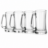 Juego de 4 Tarros de Vidrio para Cerveza 444 ml con Asa Ergonómica, Libres de Plomo, Vasos Cerveceros Transparentes Resistentes para Cerveza, Refrescos, Cócteles, Agua y Bebidas Frías
