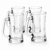 Juego de 4 Tarros de Vidrio para Cerveza 444 ml con Asa Ergonómica, Libres de Plomo, Vasos Cerveceros Transparentes Resistentes para Cerveza, Refrescos, Cócteles, Agua y Bebidas Frías