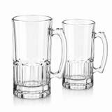 Set de 2 Tarros Cerveceros de Vidrio 1 Litro con Asa Ergonómica, Vasos para Cerveza Transparentes de 1000 ml, Jarras Cerveceras Resistentes Aptas para Lavavajillas, Ideales para Micheladas, Refrescos y Bebidas Frías