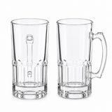 Set de 2 Tarros Cerveceros de Vidrio 1 Litro con Asa Ergonómica, Vasos para Cerveza Transparentes de 1000 ml, Jarras Cerveceras Resistentes Aptas para Lavavajillas, Ideales para Micheladas, Refrescos y Bebidas Frías
