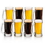 Brandtrendy Juego de 8 Tarros Cerveceros de Vidrio 444 ml con Asa, Jarras para Cerveza Tipo AlemÃ¡n, Vasos Resistentes para Micheladas, Refrescos, Bar, Restaurante y Hogar