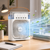 Mini Ventilador Portátil USB 4 en 1 Enfriador con Tanque 600 ml y Luz LED