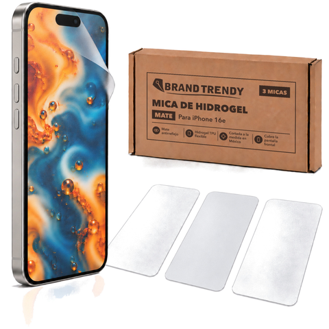 Brandtrendy Mica Hidrogel Apple iPhone 16e Normal Mate 3 piezas