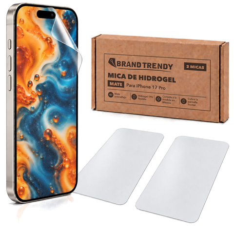 Brandtrendy Mica Hidrogel Apple iPhone 17 Pro Normal Mate 2 piezas