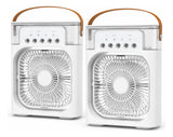 Kit 2 Ventiladores Enfriadores Portátiles USB 4 en 1 con Humidificador y Luz LED