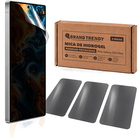 Brandtrendy Mica Hidrogel Samsung Galaxy S26 Ultra Premium HD Privacidad 3 piezas