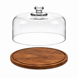 Brandtrendy Bandeja para Servir de Madera de Acacia con Campana de Vidrio 2 Piezas