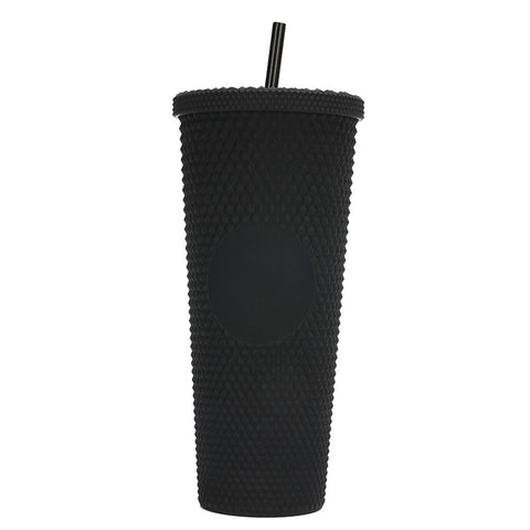 Vaso Texturizado con Popote 710ml | 1 pieza | Diseño Aesthetic de Tachuelas con Variedad de Colores | Con Tapa de Rosca | Reutilizable y Doble Pared | Agarre firme | Apto para Escuela, Gym, Picnic, Trabajo