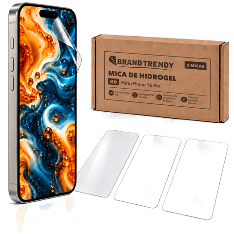 Brandtrendy Mica Hidrogel Apple iPhone 16 Pro Normal HD 3 piezas