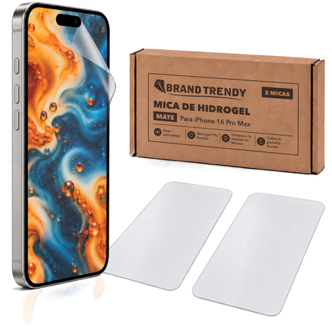 Brandtrendy Mica Hidrogel Apple iPhone 16 Pro Max Normal Mate 2 piezas