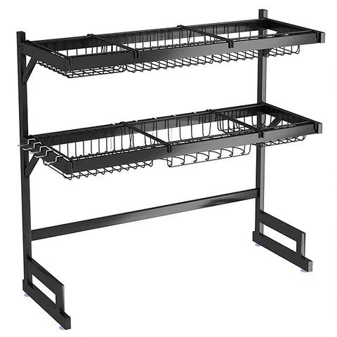 Escurridor de trastes sobre fregadero de 85 cm, acero inoxidable resistente a la corrosión, ideal para doble tina, con diseño moderno y fácil montaje, optimiza espacio en la cocina y mantiene platos y utensilios organizados y secos