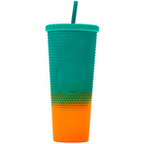 Vaso Texturizado con Popote 710ml | 1 pieza | Diseño Aesthetic de Tachuelas con Variedad de Colores | Con Tapa de Rosca | Reutilizable y Doble Pared | Agarre firme | Apto para Escuela, Gym, Picnic, Trabajo