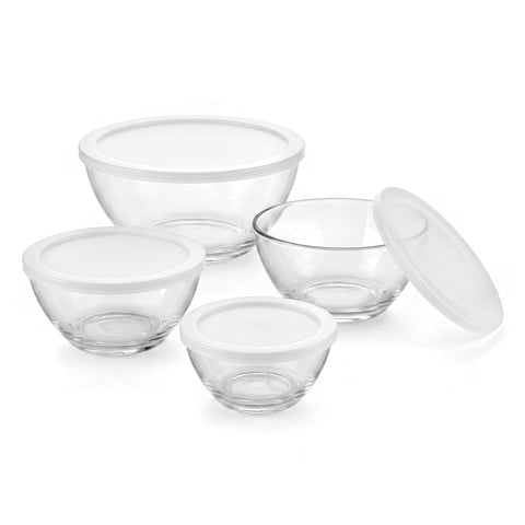 Juego de 4 Tazones de Vidrio Selene con Tapa