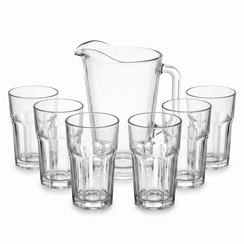 Juego de Jarra y Vasos de Vidrio Moderno 7 Piezas