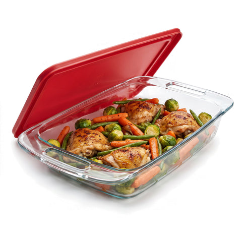 Bandeja Rectangular Grande de Vidrio con Tapa