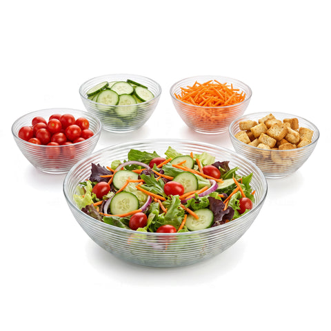 Juego de Ensaladeras de Vidrio Líneas 5 Piezas