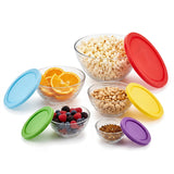 Juego de 5 Tazones de Vidrio con Tapas de Colores