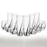 Juego de 12 Vasos de Vidrio Black Swirl