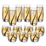 Juego de 12 Vasos de Vidrio Black Swirl