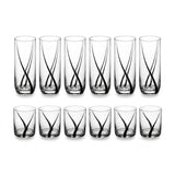 Juego de 12 Vasos de Vidrio Black Swirl