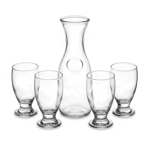 Juego de Jarra y 4 Vasos de Vidrio para Bebidas