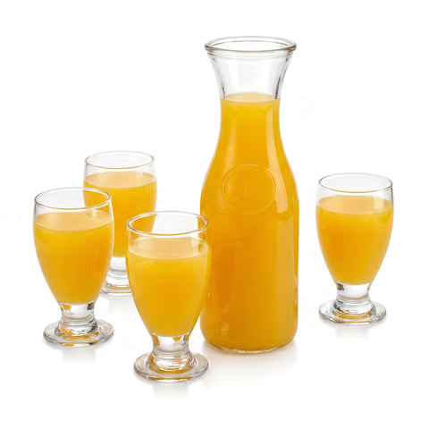 Juego de Jarra y 4 Vasos de Vidrio para Bebidas