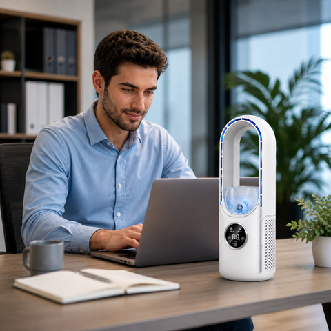 Ventilador Sin Aspas con Humificador 6 Velocidades con Pantalla Digital