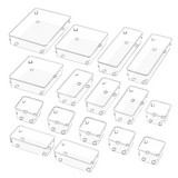 Set de 16 Organizadores de Cajón Brandtrendy, Plástico Transparente, Apilables, Multiusos para Oficina, Baño, Cocina y Maquillaje. Fácil de limpiar y altamente resistente