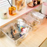 Set de 16 Organizadores de Cajón Brandtrendy, Plástico Transparente, Apilables, Multiusos para Oficina, Baño, Cocina y Maquillaje. Fácil de limpiar y altamente resistente