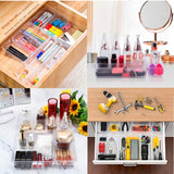 Set de 16 Organizadores de Cajón Brandtrendy, Plástico Transparente, Apilables, Multiusos para Oficina, Baño, Cocina y Maquillaje. Fácil de limpiar y altamente resistente