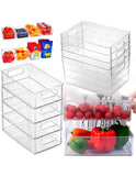 Juego de 8 contenedores para refrigerador libres de BPA, cajas organizadoras transparentes para un mejor acomodo del hogar, uso ideal en espacios de alimentos, 4 piezas grandes y 4 piezas medianas
