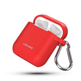 Funda Compatible con AirPods 1 de Silicon con Correa Rojo