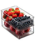 Juego de 8 contenedores para refrigerador libres de BPA, cajas organizadoras transparentes para un mejor acomodo del hogar, uso ideal en espacios de alimentos, 4 piezas grandes y 4 piezas medianas