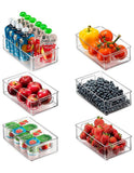 Juego de 8 contenedores para refrigerador libres de BPA, cajas organizadoras transparentes para un mejor acomodo del hogar, uso ideal en espacios de alimentos, 4 piezas grandes y 4 piezas medianas