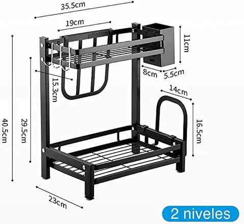 Rack De Acero 2 Niveles Organizador De Utensilios De Cocina