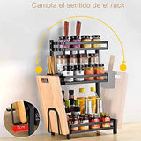Especiero Brandtrendy de Cocina de Acero Inoxidable, 3 Niveles – Rack Organizador de Especias con Diseño Moderno y Ahorro de Espacio