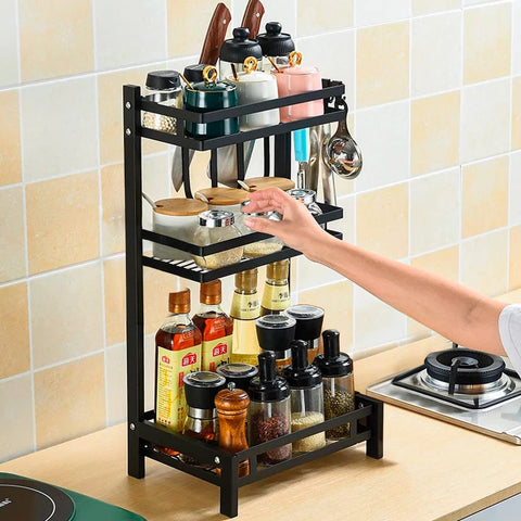 Especiero Brandtrendy de Cocina de Acero Inoxidable, 3 Niveles – Rack Organizador de Especias con Diseño Moderno y Ahorro de Espacio