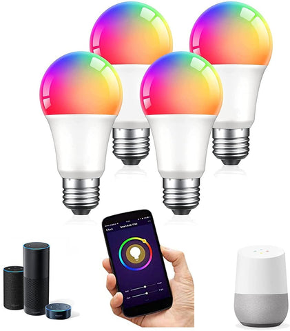 4 Focos Inteligentes WiFi Multicolor y LuzBlanca Fría y Cálida Bombilla Inteligente RGB y Luz Blanca