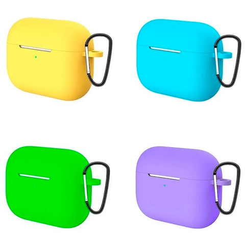 Pack 4 Fundas Para AirPods Pro De Silicon Verdes Amarillo Azul Verde Morado