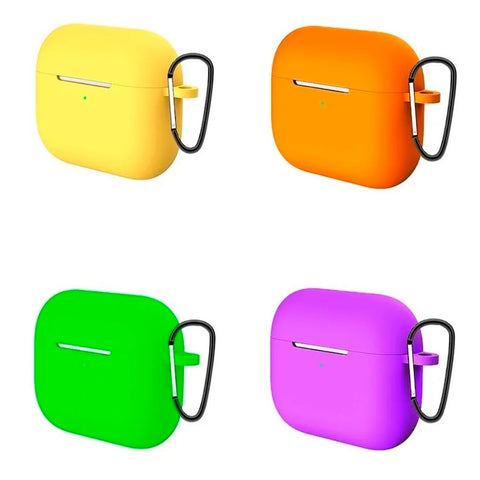 Pack 4 Fundas Para AirPods Pro De Silicon Amarillo Naranja Verde Morado