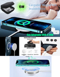 Cargador inalámbrico magnético de carga rápida con certificación Qi, carga rápida, compatible con iPhone 13, 13 Mini, 13 Pro, 13 Pro Max, 12, 12 Mini, 12 Pro, 12 Pro Max, AirPods 2, Pro, incluido enchufe adaptador USB-C PD de 20W y Funda de almacenaje.