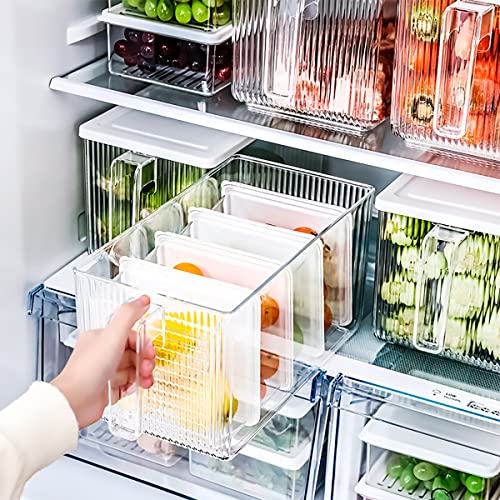 Organizador de alimentos con asa para refrigerador ideal para