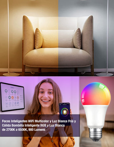 10 Focos Inteligentes Wifi Multicolor Y Luz Blanca Bombilla