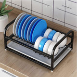 Escurridor de Platos de Acero Inoxidable | Organizador Compacto para Cocina, con Bandeja Anti Goteo y Ganchos Removibles | Fácil de Instalar y Resistente al Agua